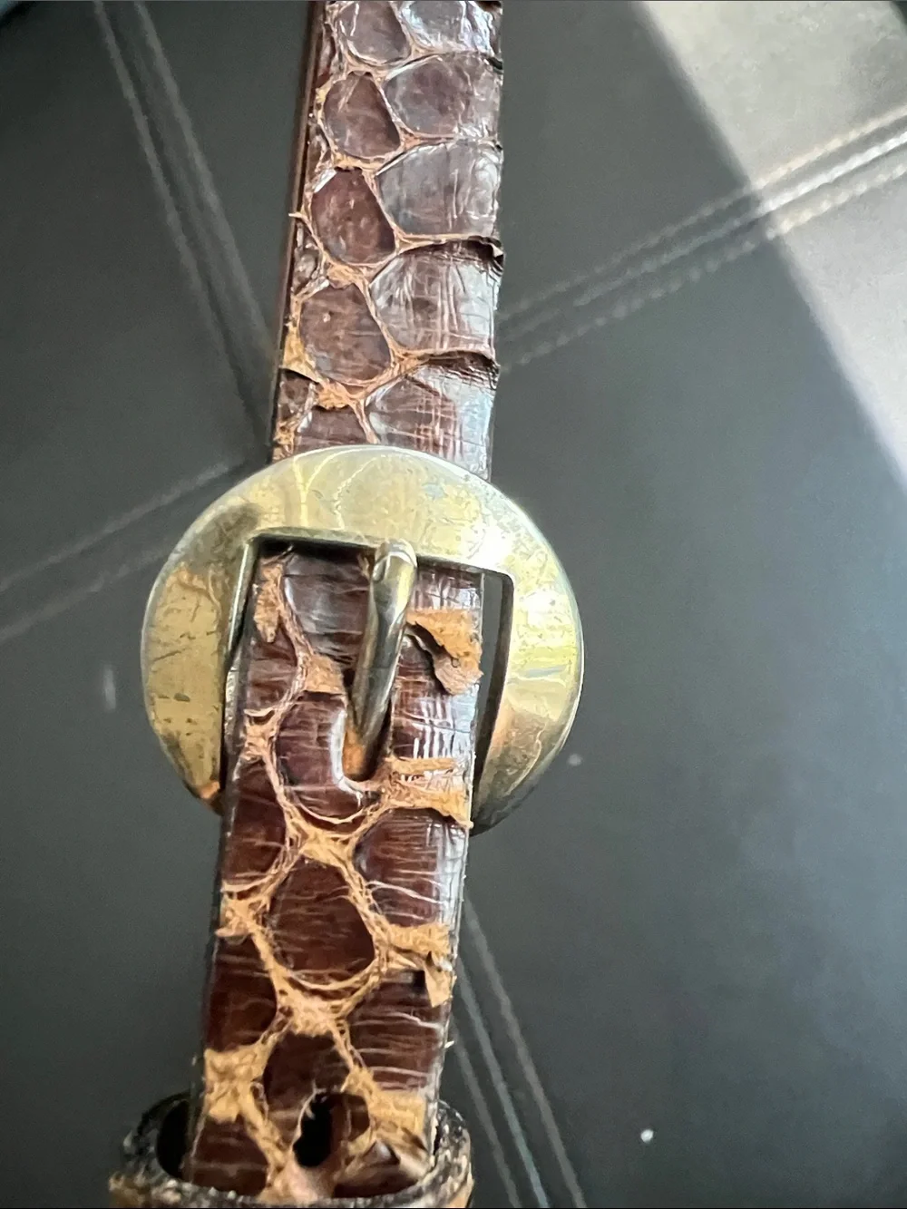 Vintage 1980s Speyer Snakeskin Slim Leather Belt in Brown Size 28